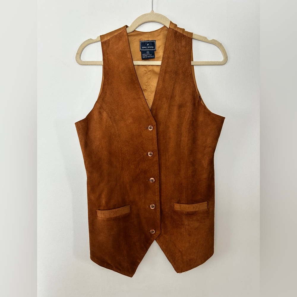 DANIEL HECHTER Suede Vest Waistcoat Brown Men's‎ Small  Western Farm Tailored